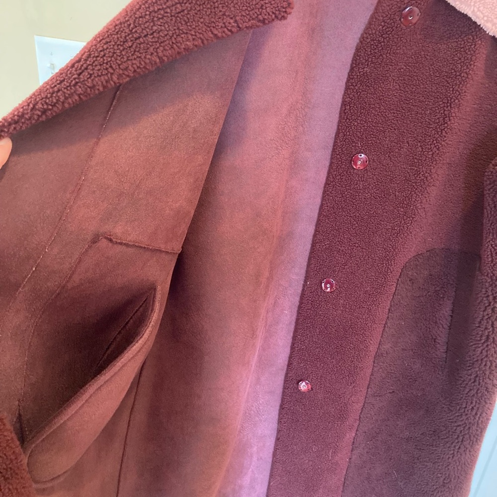 FREE PEOPLE Burgundy and Pink Coat - Picture 5 of 7